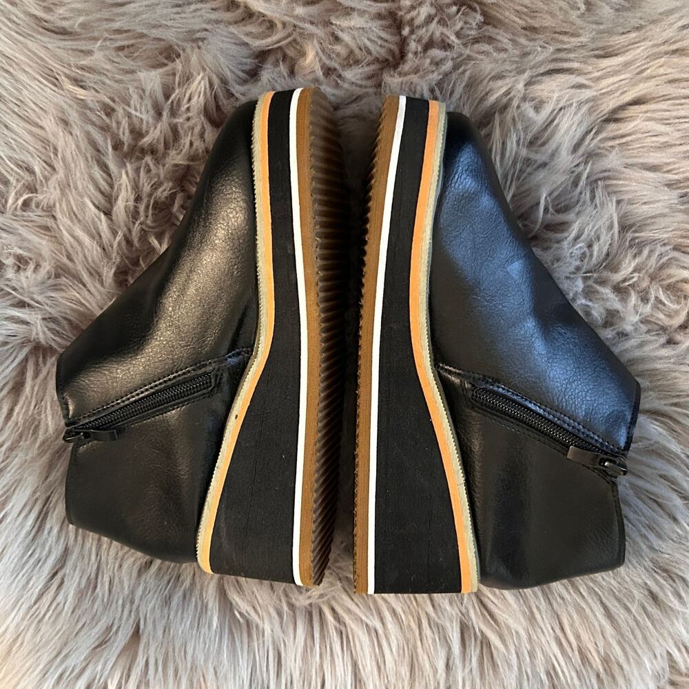Black Vegan Leather Wedge Booties - NWOB